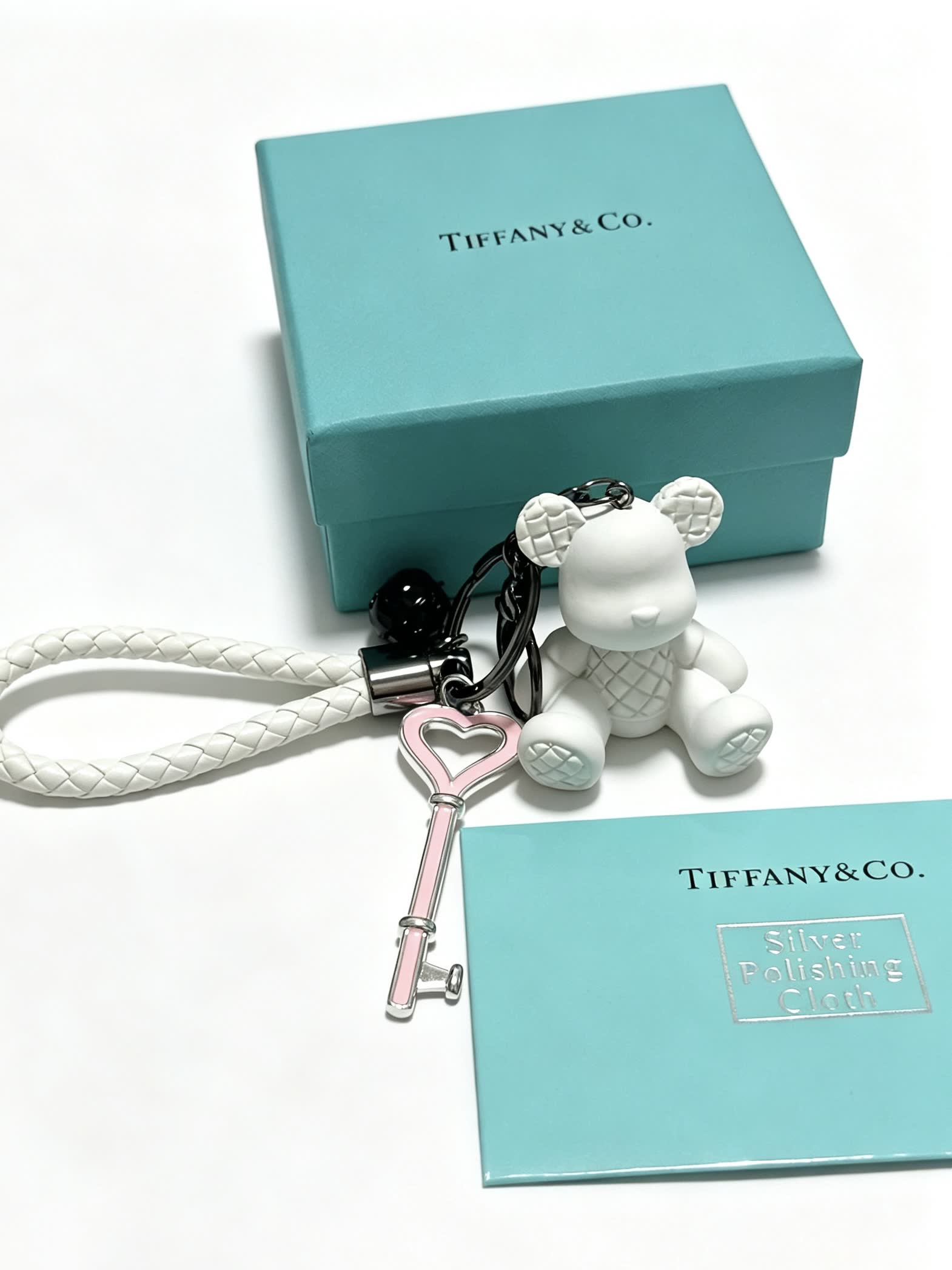 Tiffany & Co. Sterling Silver Bear Charm with Key and Rope